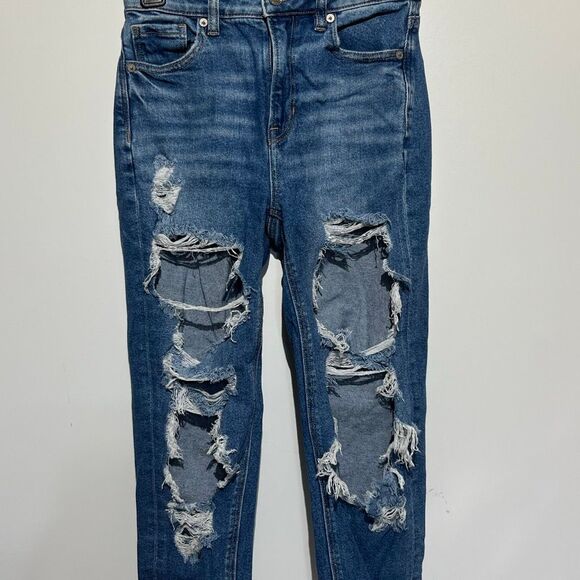 American Eagle Outfitters Women's Blue Stretch Skinny Distressed Jeans Size 0 - Picture 1 of 11